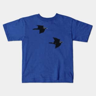 Two Ravens In Flight Vector Cut Out Kids T-Shirt